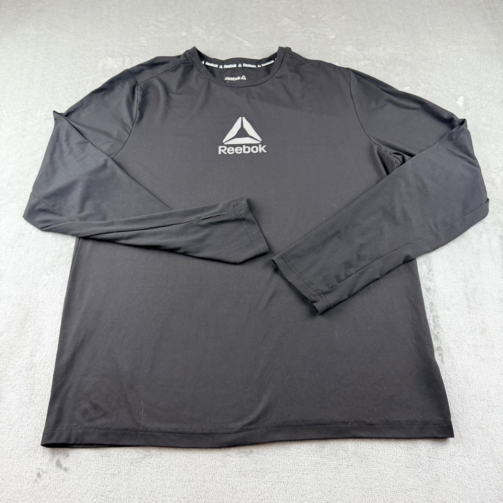 Reebok Men's XL Delta Logo Long Sleeve Performance Shirt Black REM223TL01